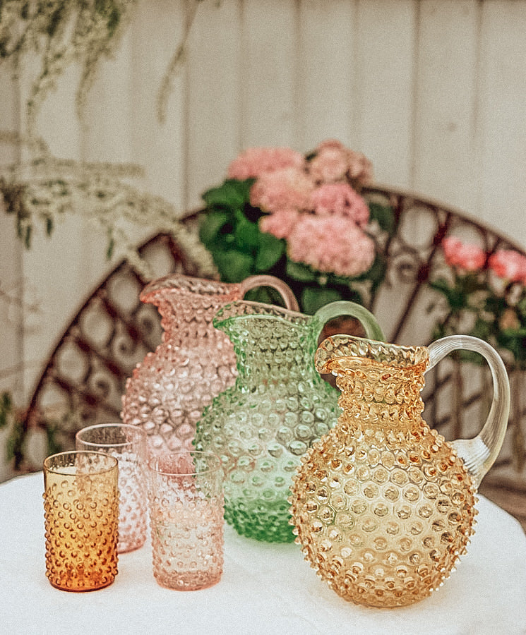 Hobnail Karaffel, Light Green - 2 liter