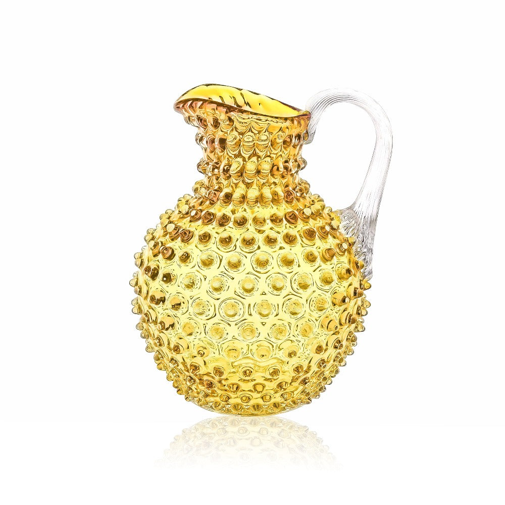 mugge karaffel gul glass krystall klimchi underlay amber hobnail jug