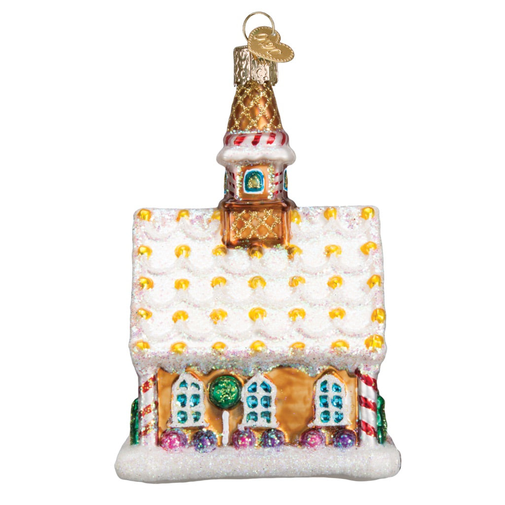 pepperkakekirke kirke pepperkakehus julekule ornament glass