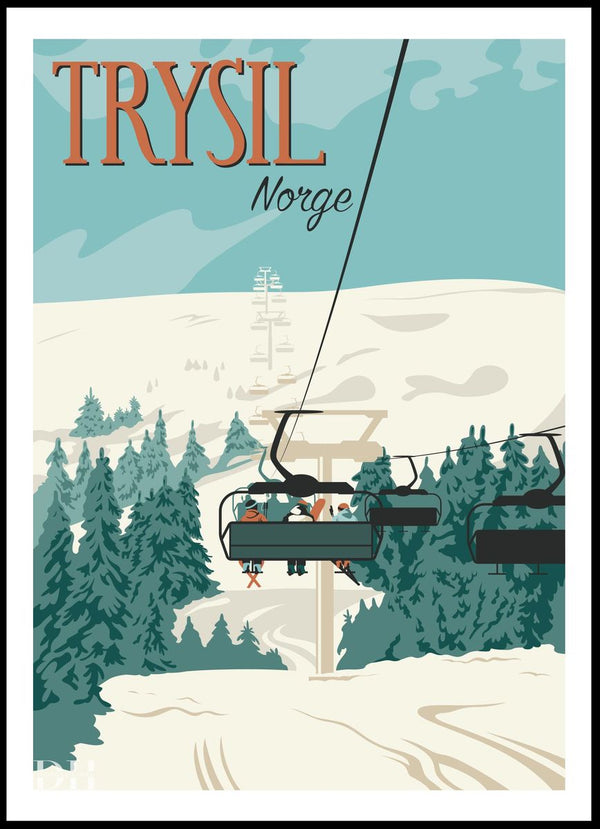 poster bilde plansje trysil retro vintage fjell ski