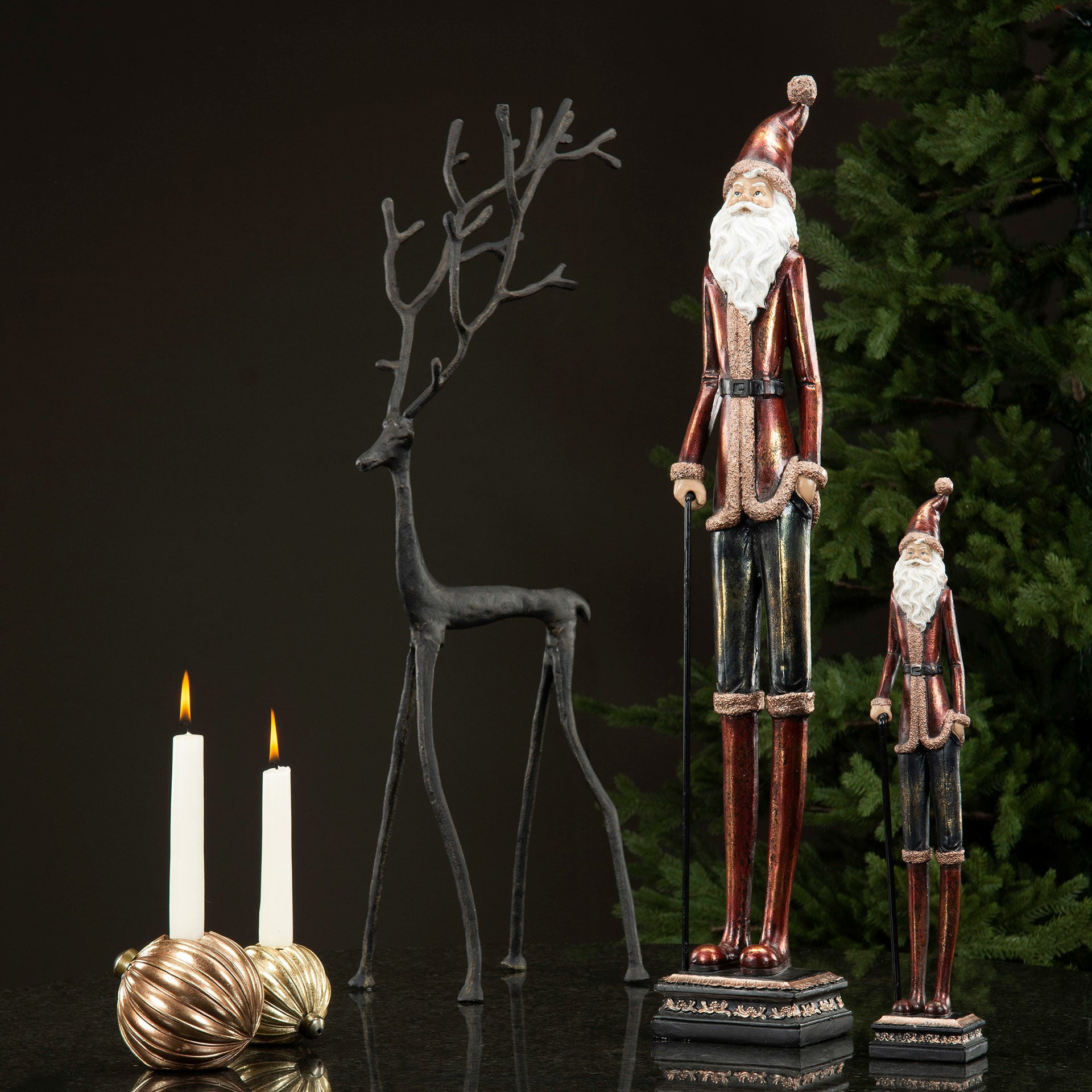 reinsdyr julenisse nisse julepynt støpejern nostalgisk 15504