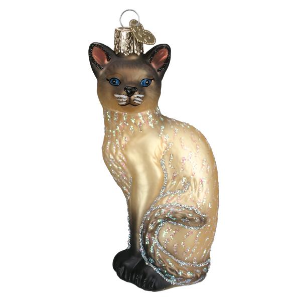 siameser siamesisk katt ornament juletrepynt glass old word christmas