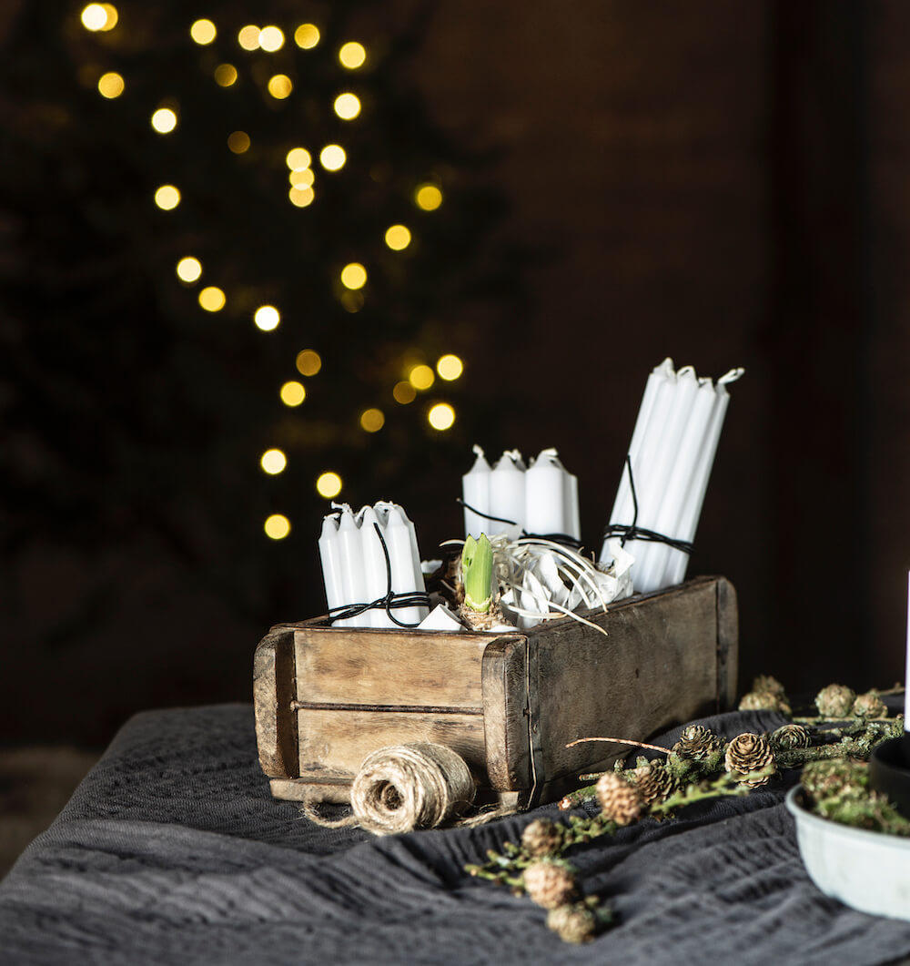 Stearinlys Hvit, Kertelys - 20cm