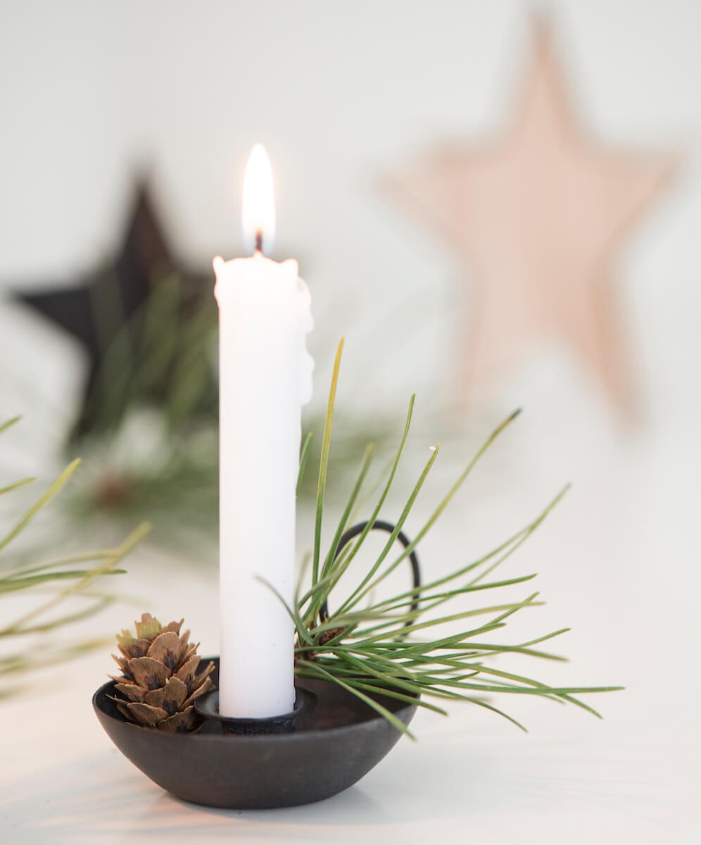 Stearinlys Hvit, Kertelys - 20cm