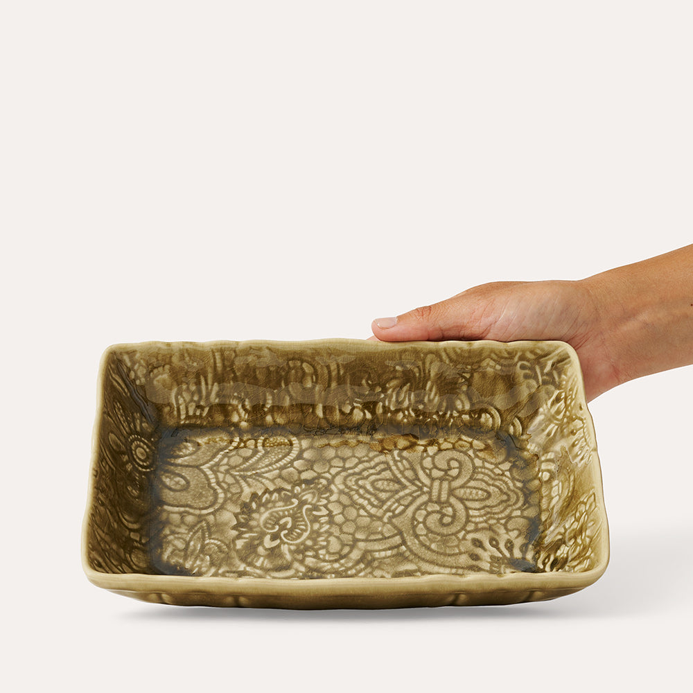 sthål arabesque gratengskål grateng ildfast form sand 110416