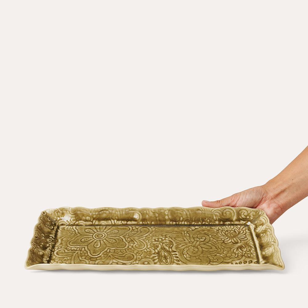 Avlang Fat, Sand - 14x34cm⎜Sthål