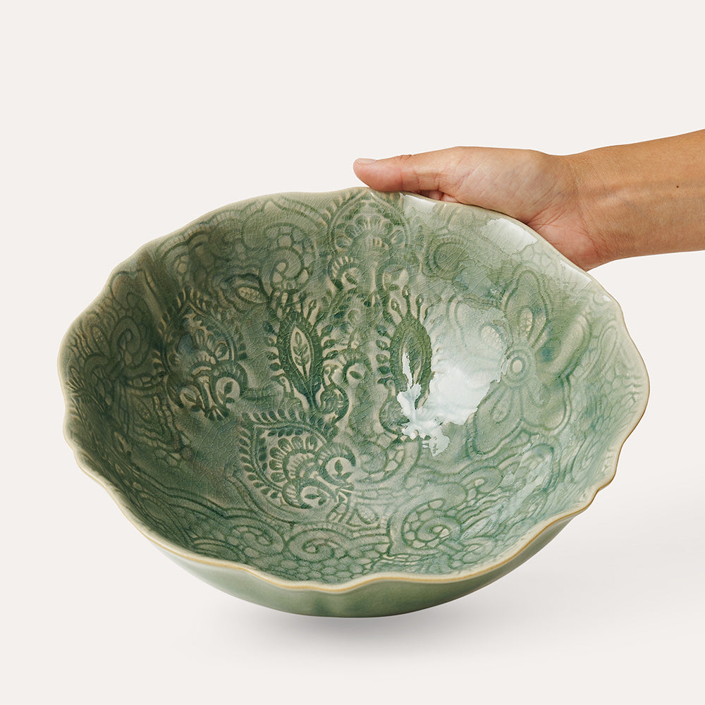 sthål skål bolle antique grå svensk keramikk arabesque