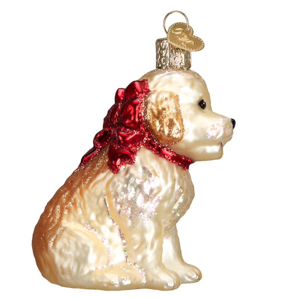 valp ornament cockapoo hun julekule glass julepynt 12440