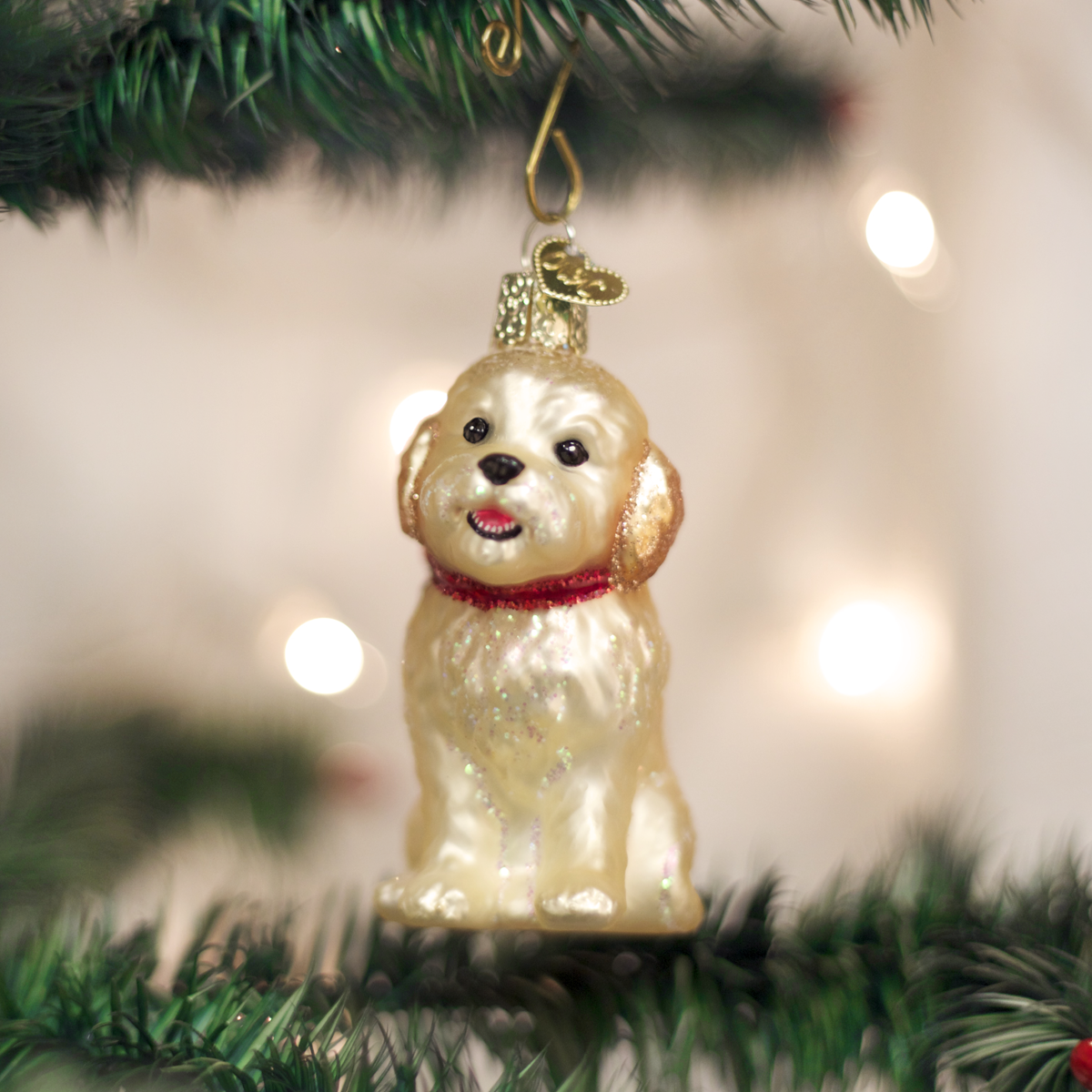 valp ornament cockapoo hun julekule glass julepynt 12440