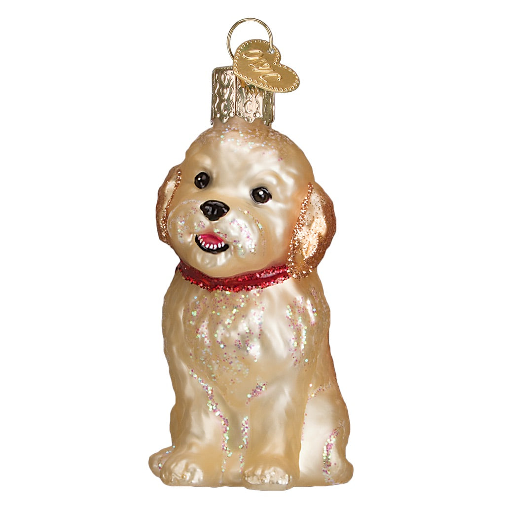 valp ornament cockapoo hun julekule glass julepynt 12440