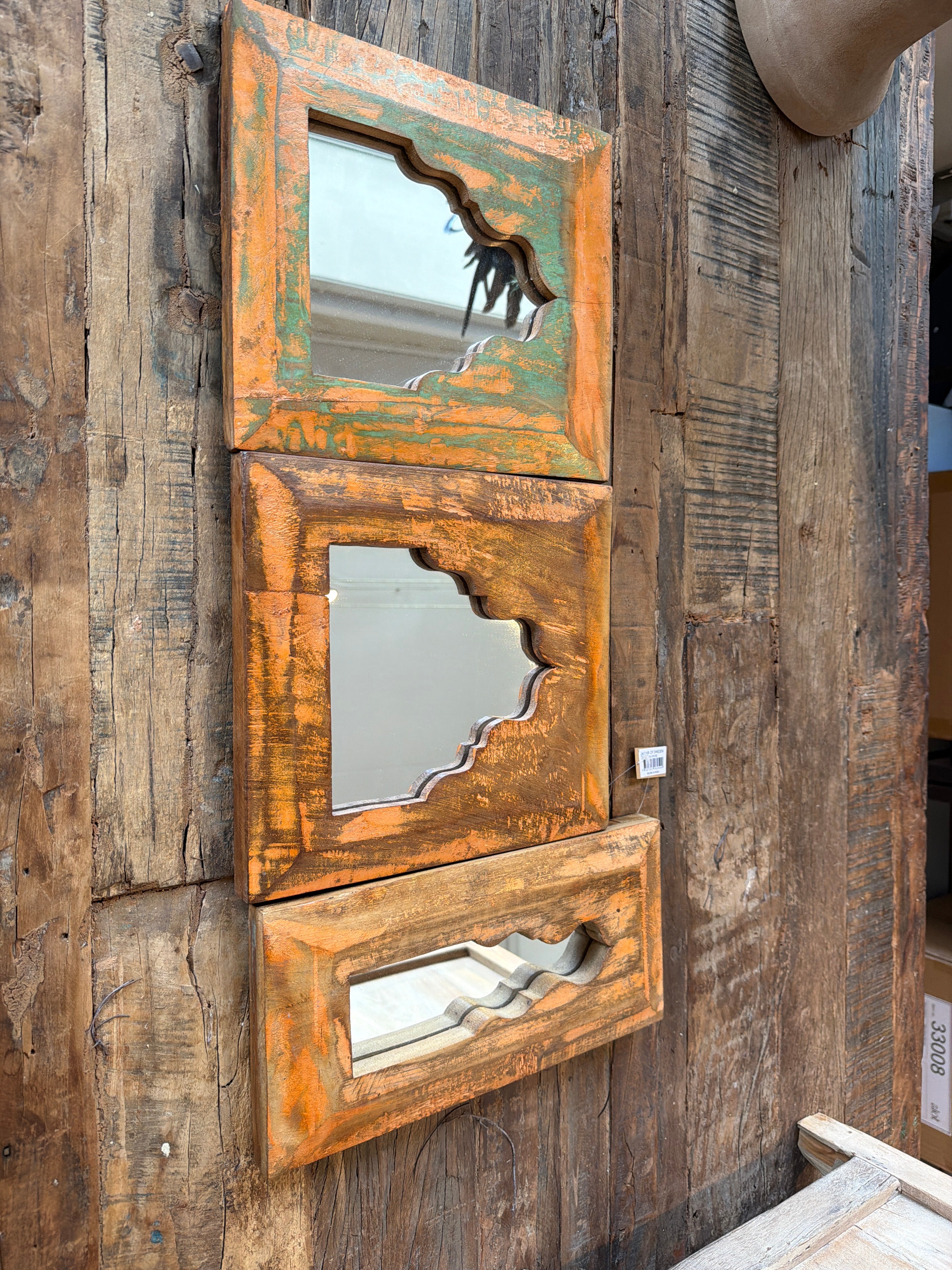 Rustikk Speil, Vintage - 17x40cm
