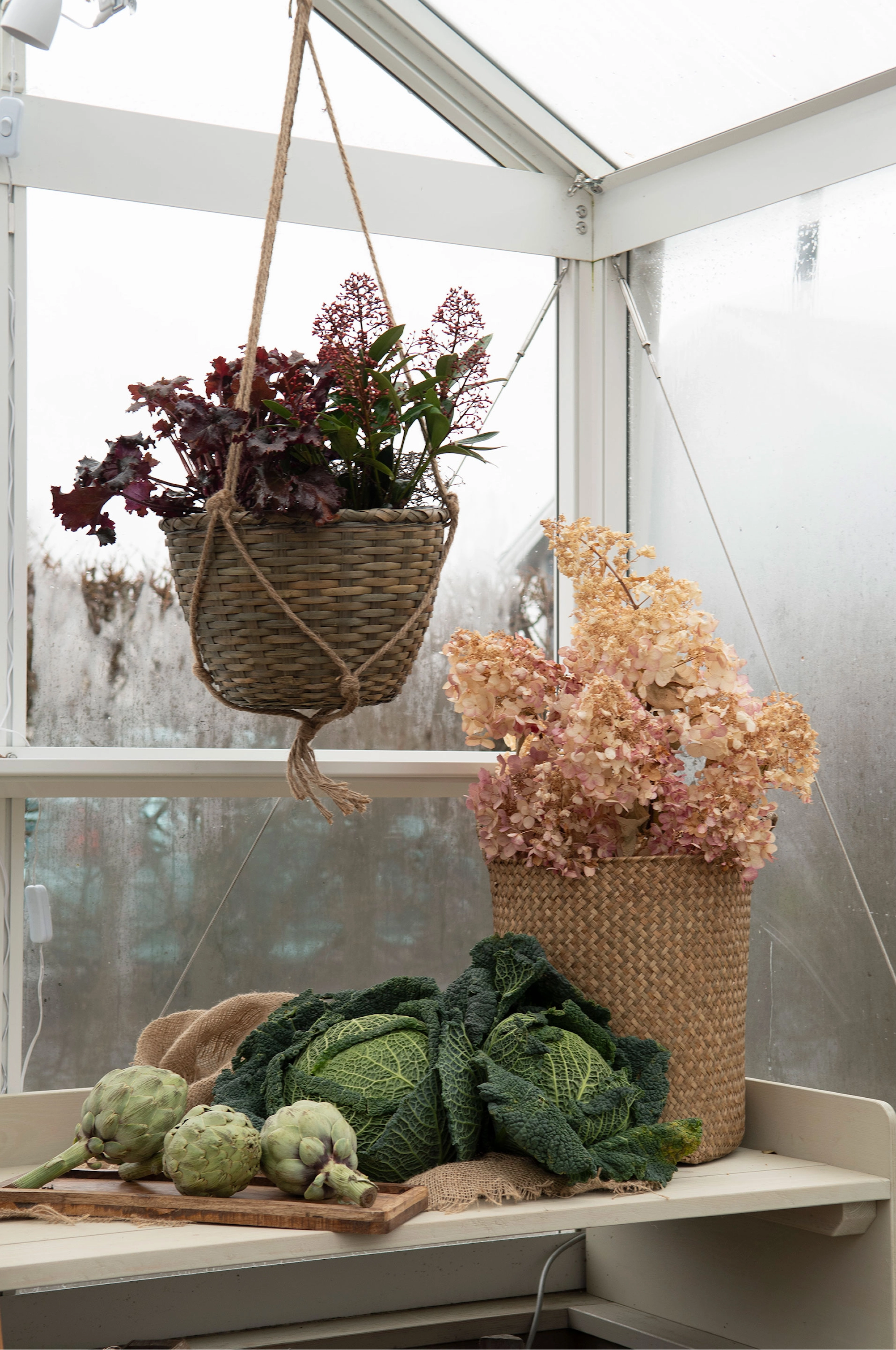 ampel / hengende kurv - laget av bambus