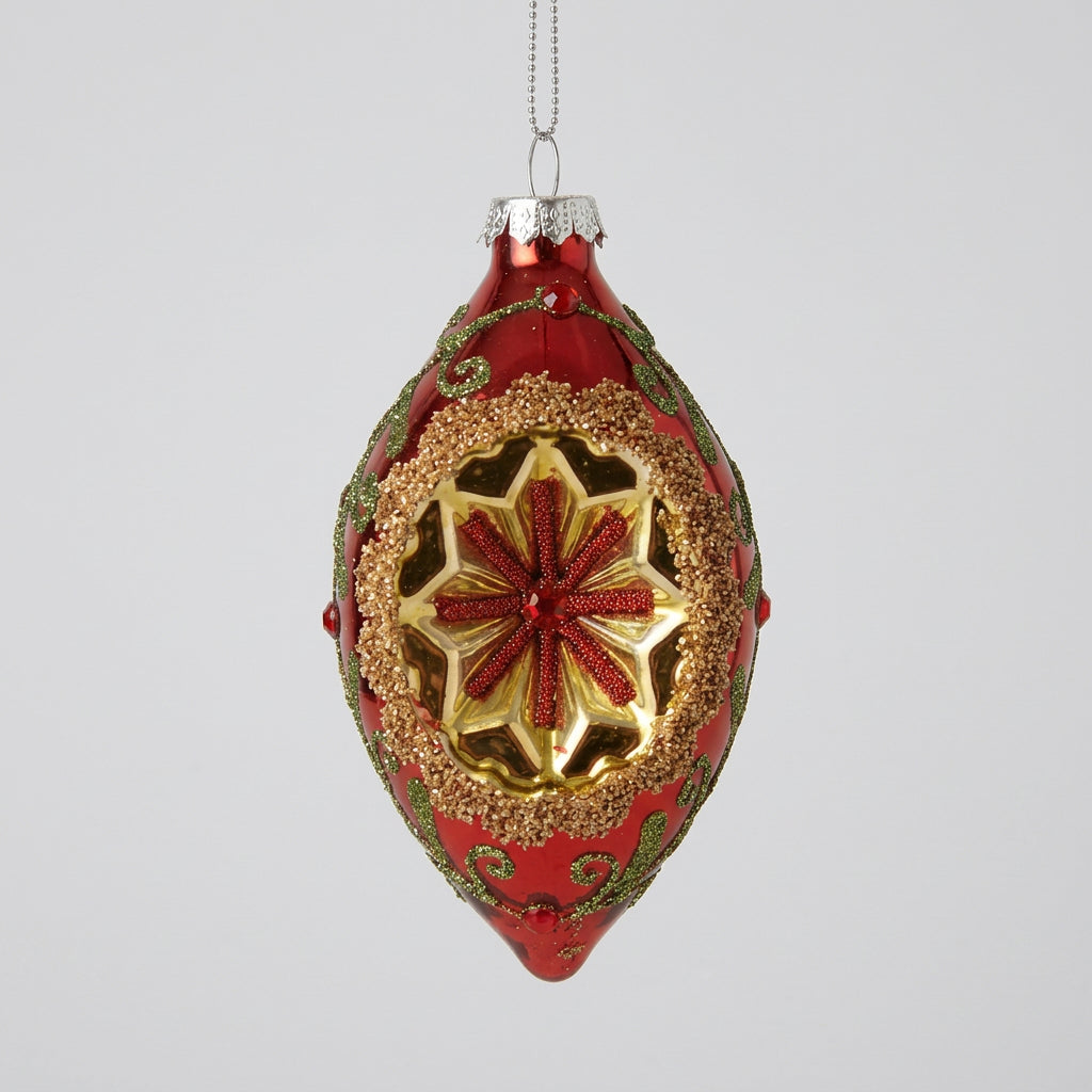 Avlang Julekule Reflektor, Rød - 12cm