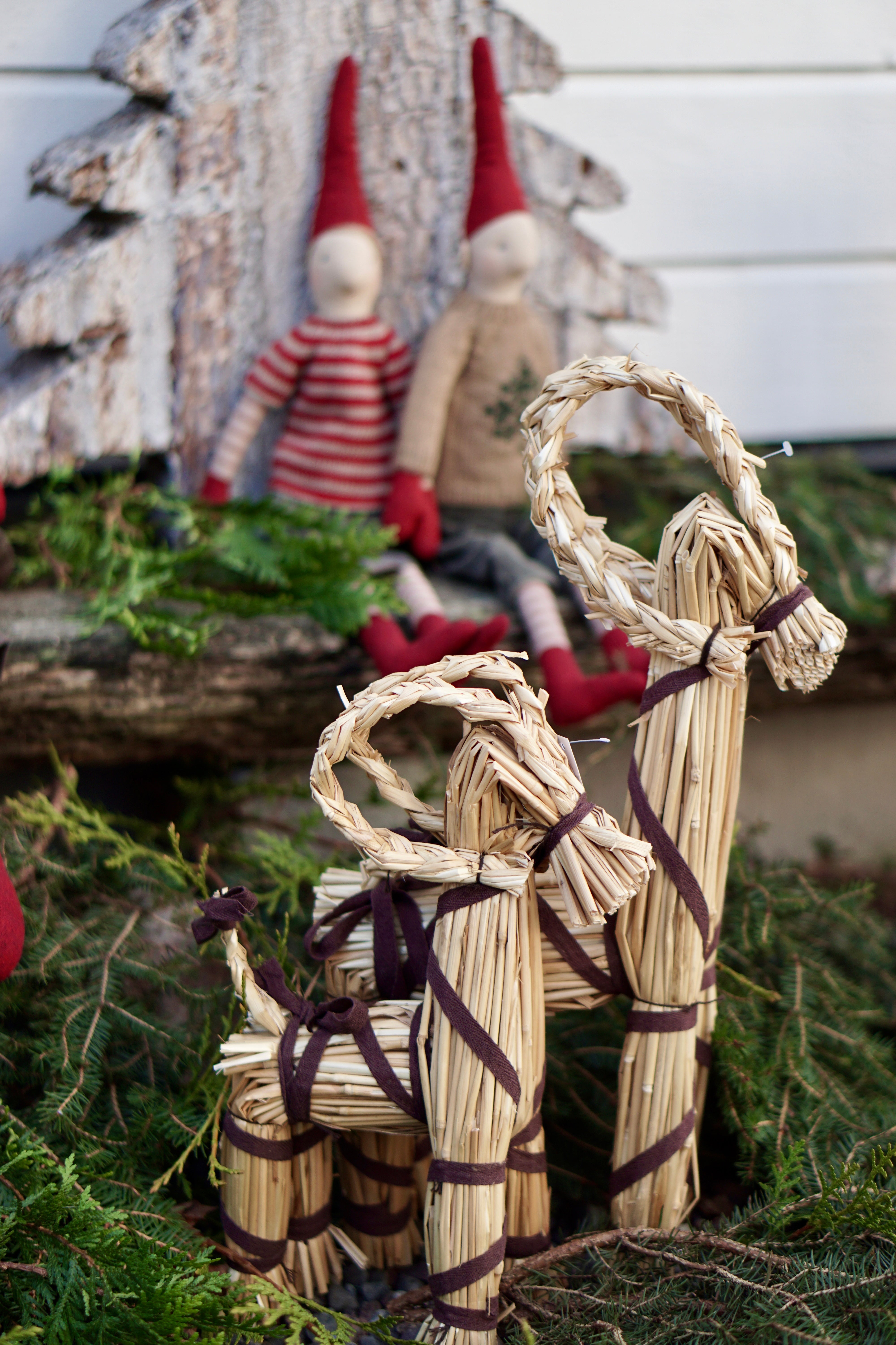 Julebukk Halm m/Brunt Bånd - 30cm