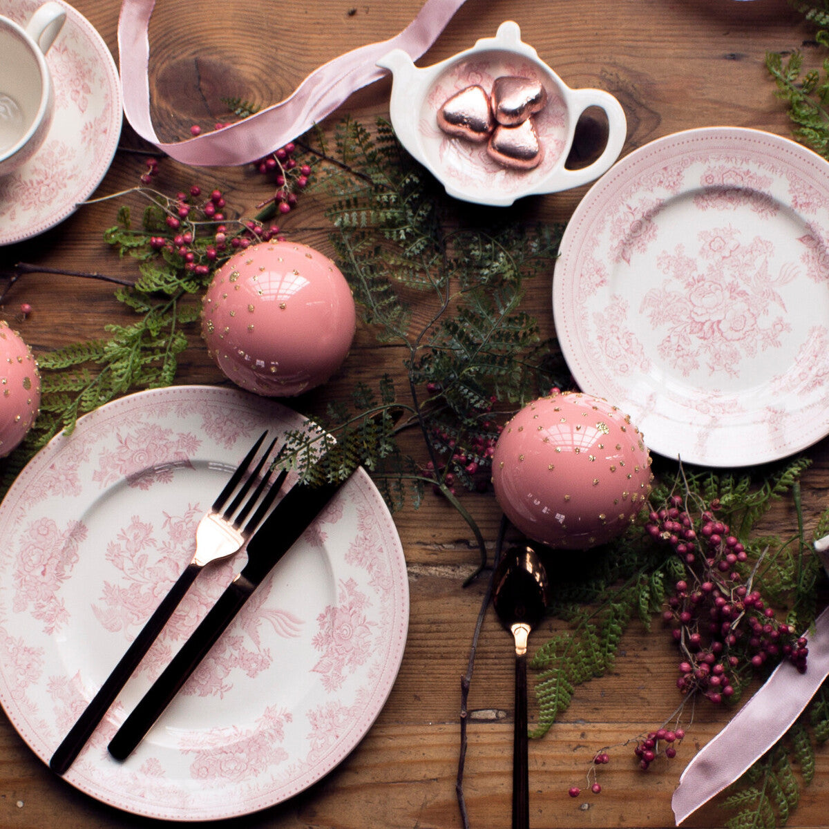 Middagstallerken 25cm - Pink asiatic pheasants