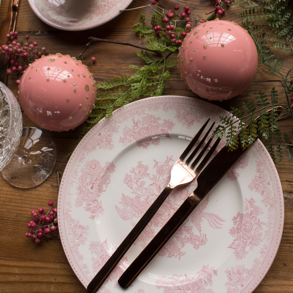 Middagstallerken 25cm - Pink asiatic pheasants