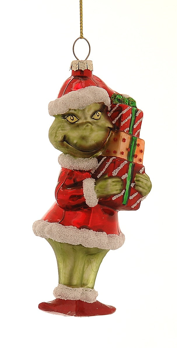 julekule av grinchen laget i glass