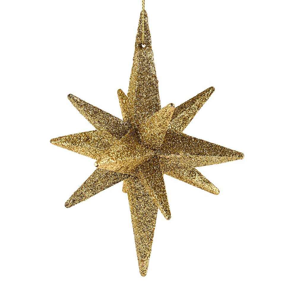 hengende stjerne med glitter gullglitter