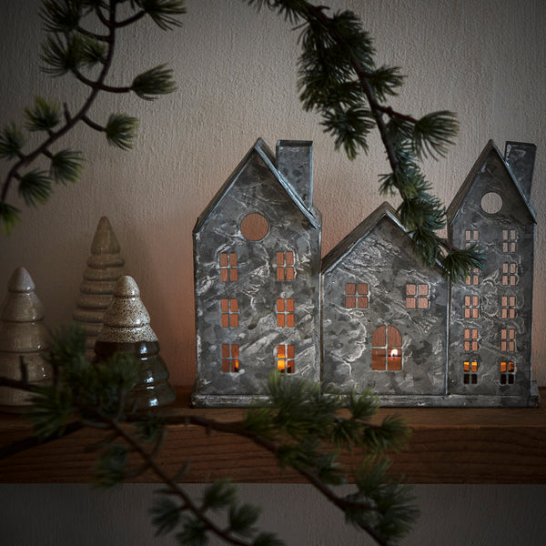 lyshus hus telys grå metall juledekroasjon lykt affari 785-095-00 inspirasjon jul