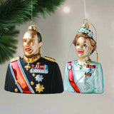 julekule Kongeparet kong harald dronning sonja glass ornament juletre