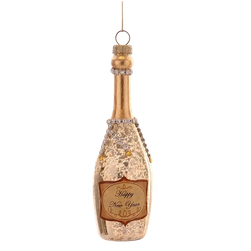 julekule av champagne flaske laget i glass