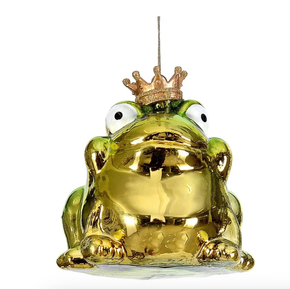 Frosk m/Krone⎜Julekule Glass - 11cm