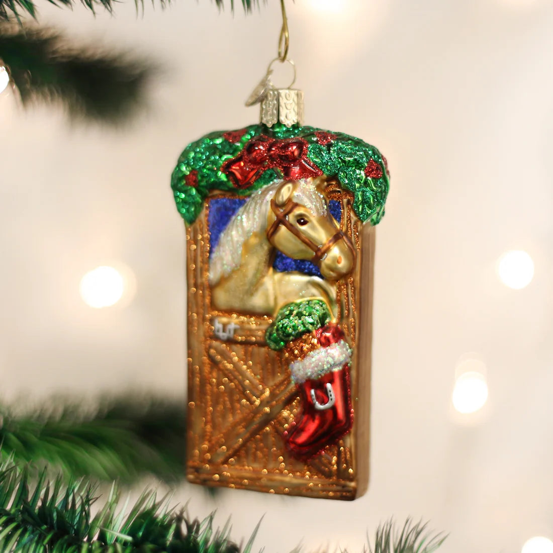 julekule-ornament-hest-stall-laget-i-glass