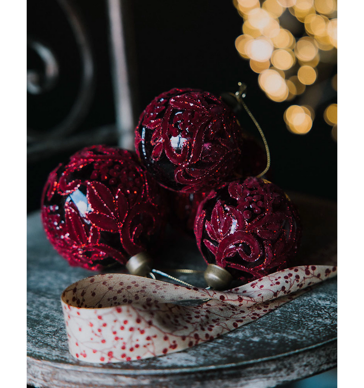 Julekule Glass, Rød 10cm - 2pk