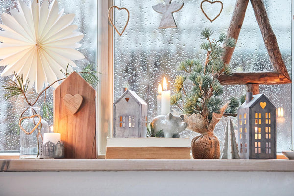 juletre tre julepynt dekor bord ib laursen 92159-30 grønn natur melert keramikk vindu dekorasjon
