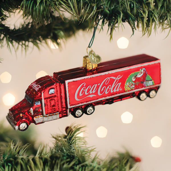 juletrepynt coca-cola lastebil - julekule i glass