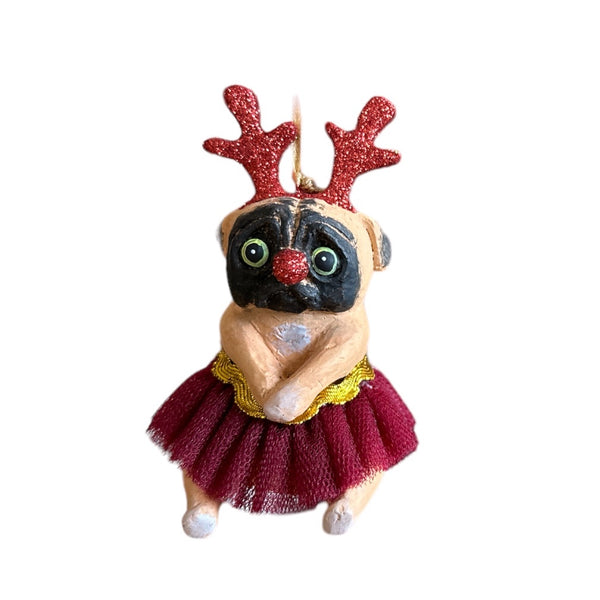 juletrepynt mops hund julepynt morsom ballerina skjørt