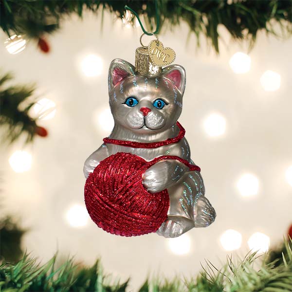 katt ornament - glass julekule