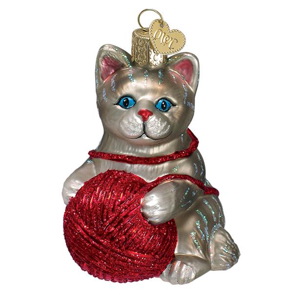 katt ornament - glass julekule