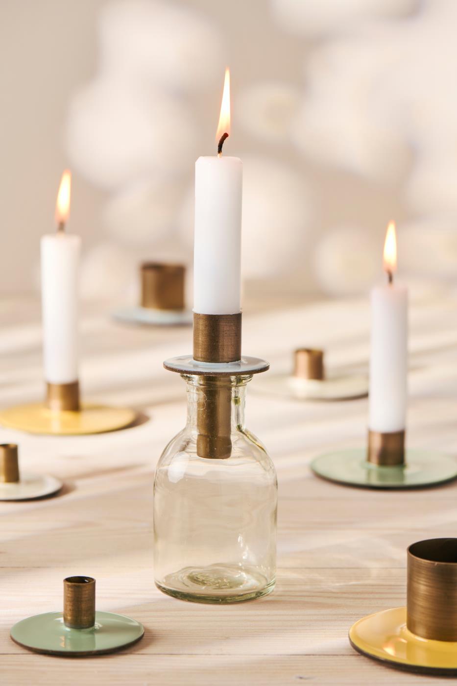 lysestake til flaske - børstet messing finish