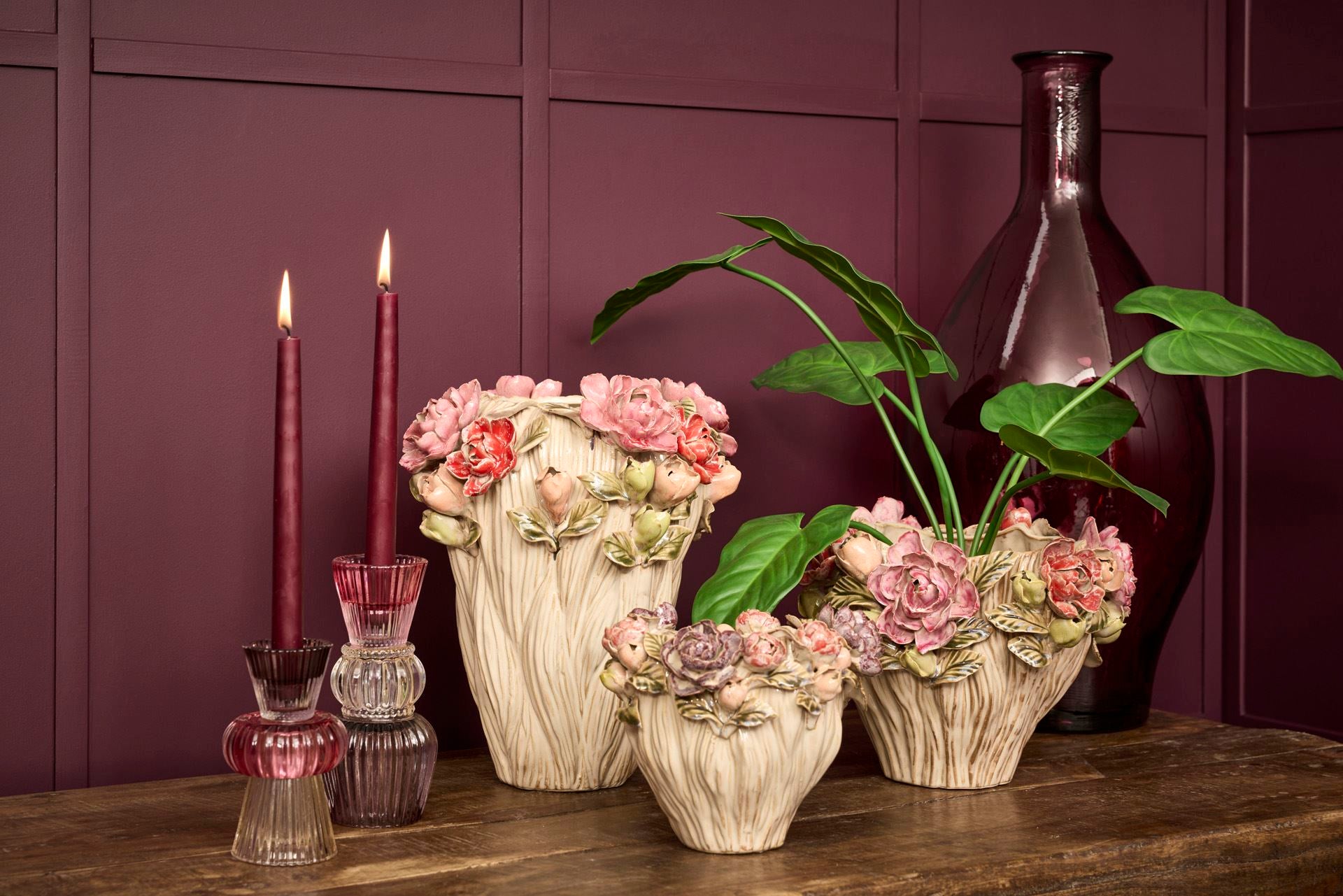 lysestake laget i farget glass