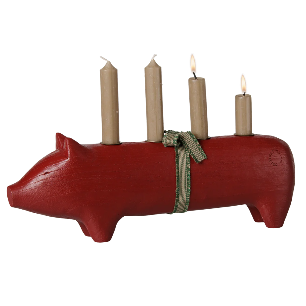 maileg adventsstake av en rød gris