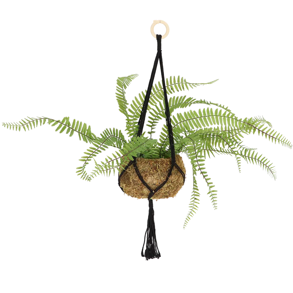 svart makrame oppheng til potter og planter