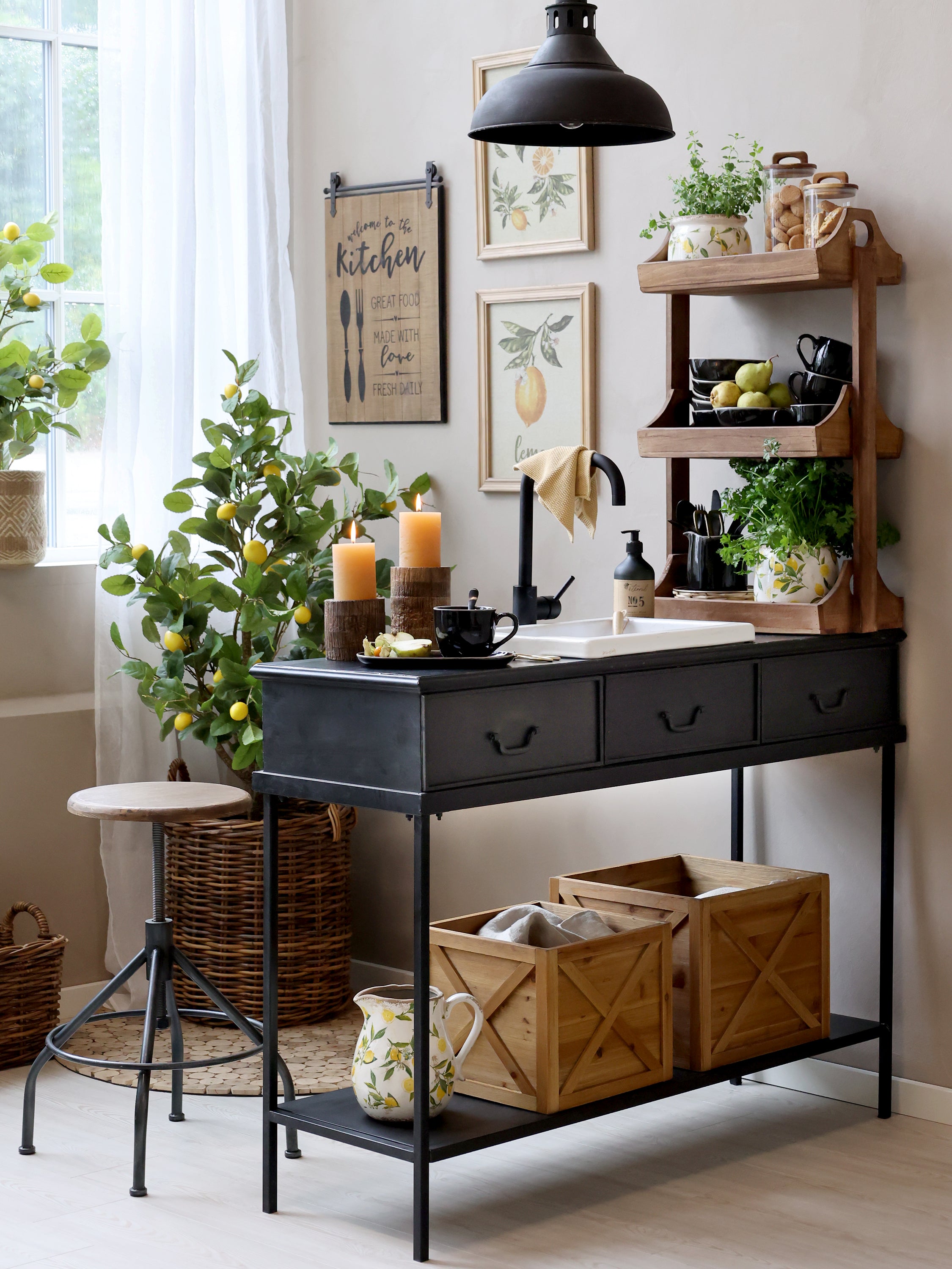 rustikk etasjereol etasjehylle i tre - fra chic antique