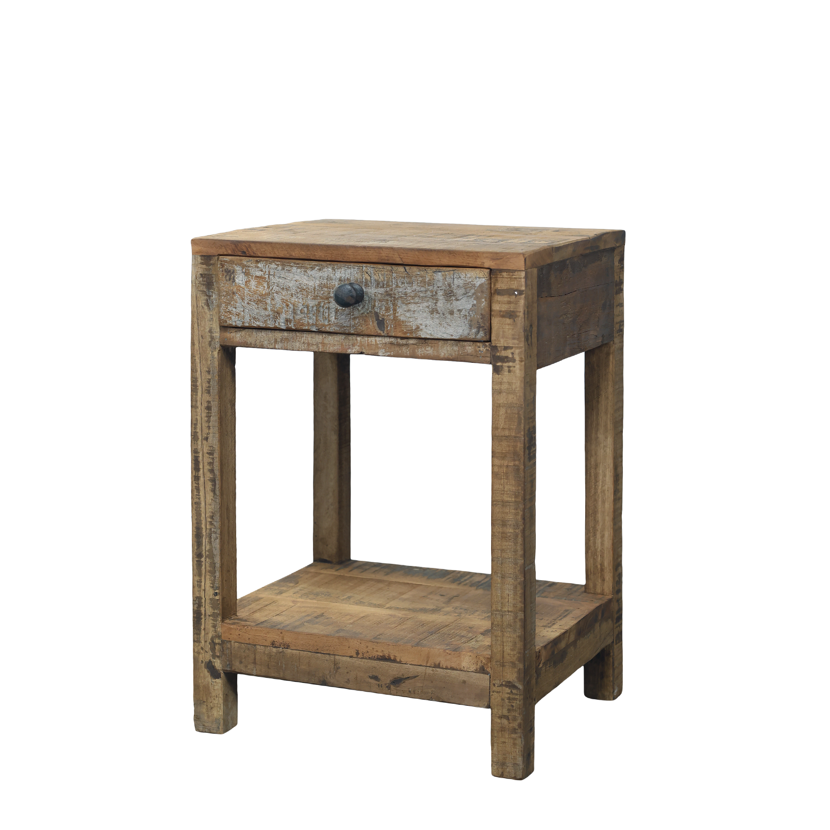 sidebord / nattbord laget av rustikk treverk