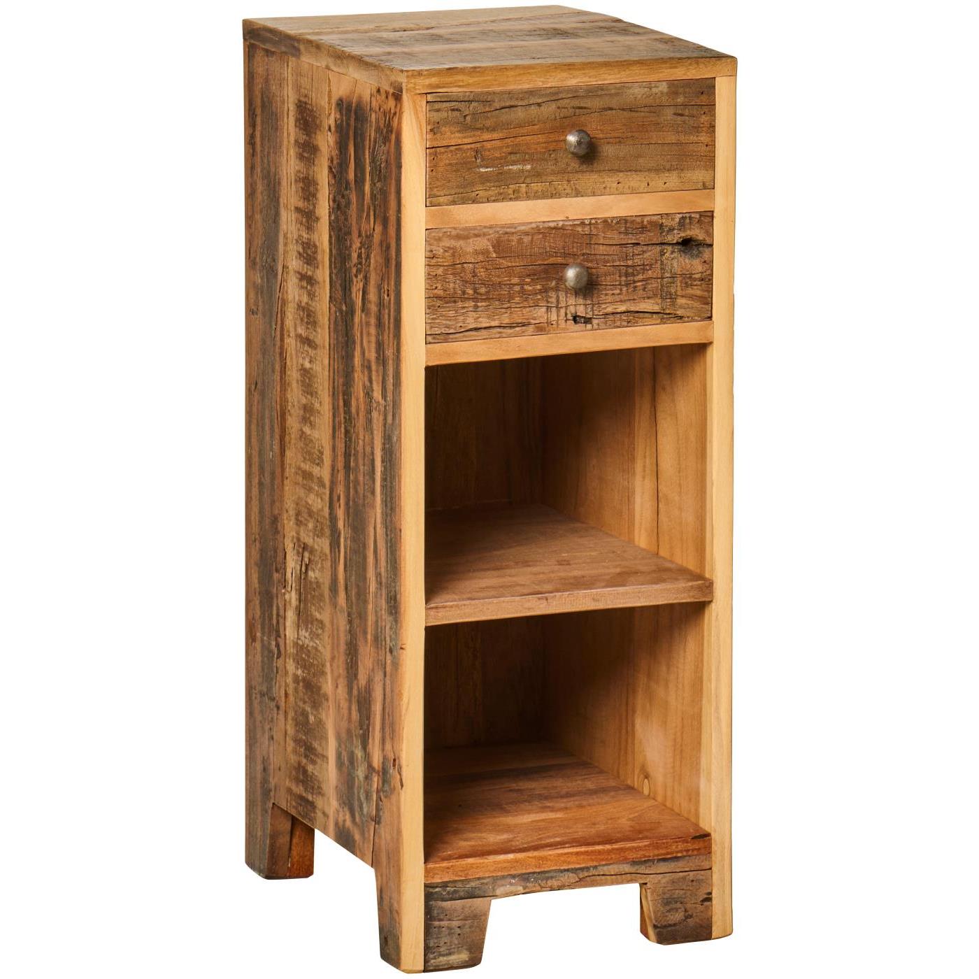 sidebord nattbord laget av rustikk treverk