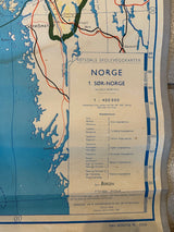 Vintage Skolekart Sør-Norge - 175x118cm