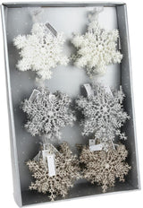 Snøkrystall m/Glitter, Sølv - 15cm