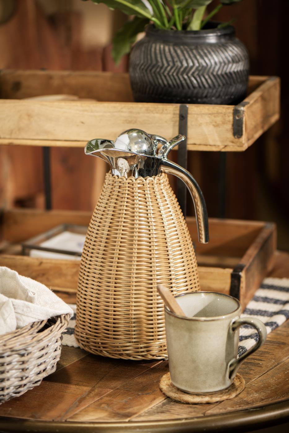 Termokanne, Brun Håndflettet