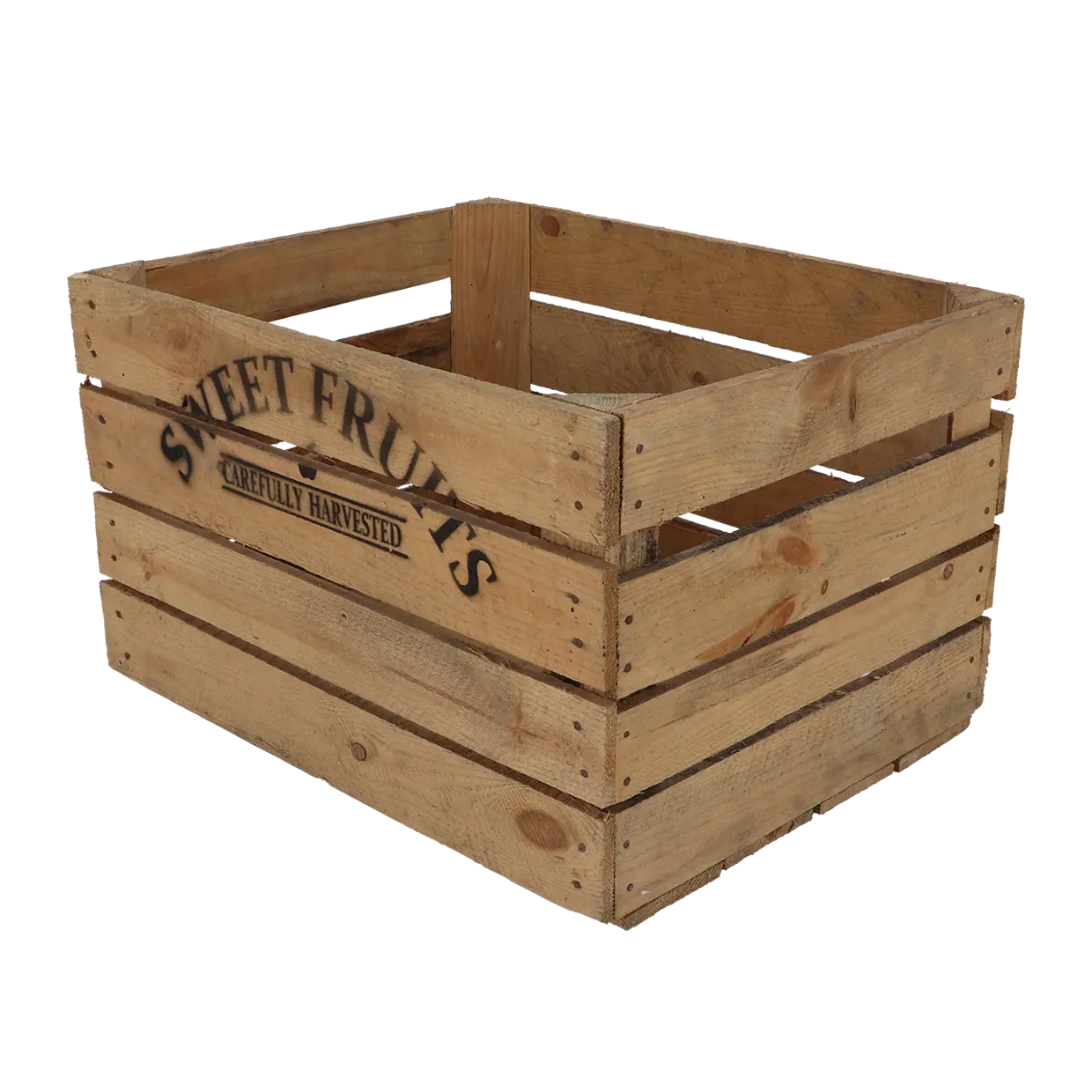 trekasse fruktkasse med tekst 