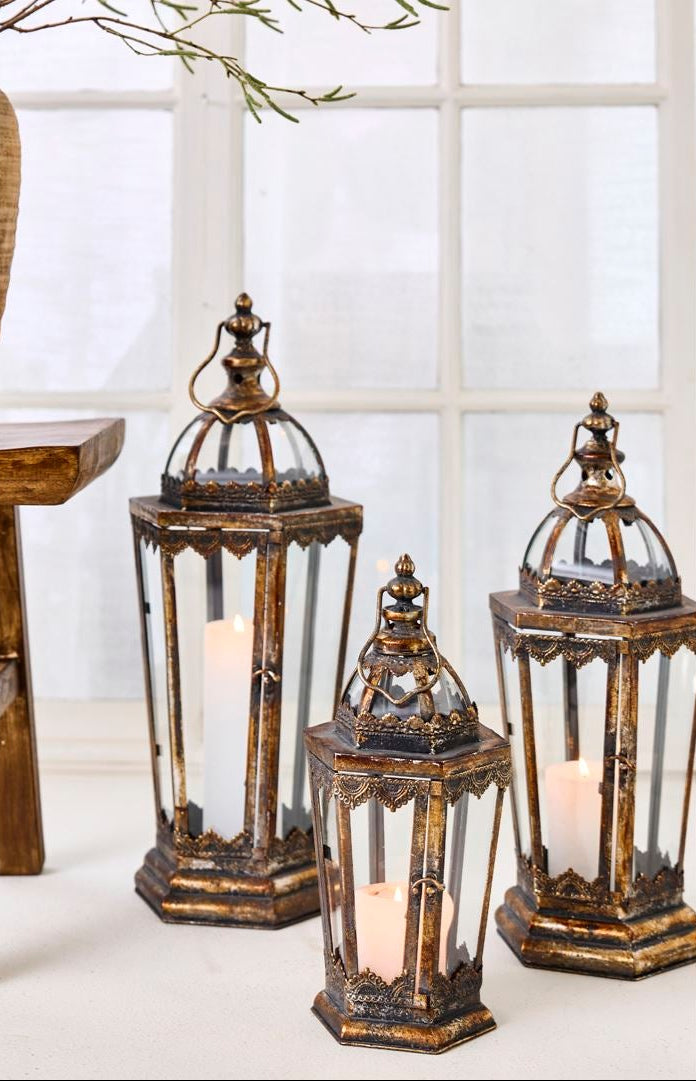 vakker gammeldags lykt - antikk messing patina