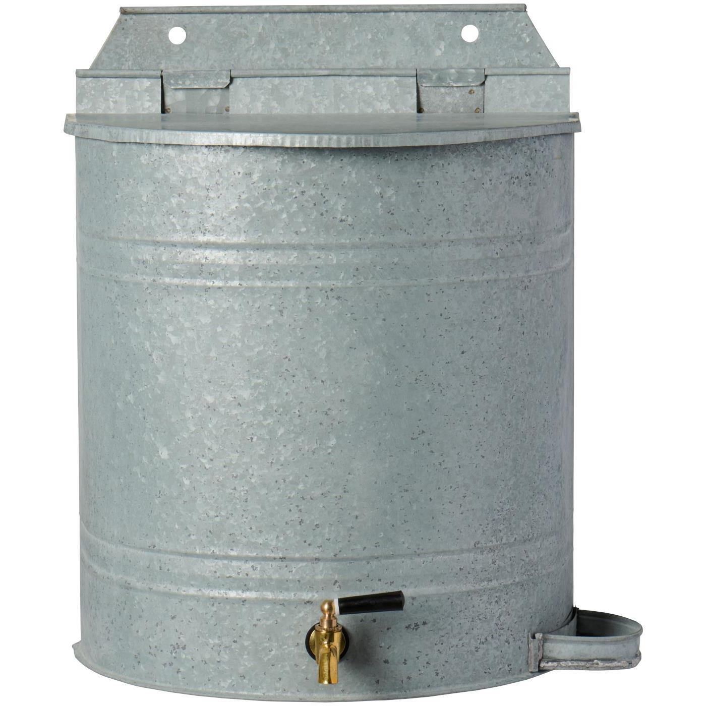 vannbeholder med tappekran - sinkfarget