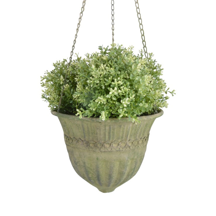 ampel antikk grønn blomsterpotte potte hengende esschert