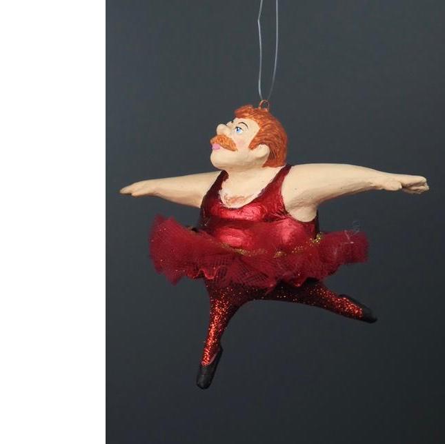 ballerina mann mannlig julepynt rød tjukk filipiniana