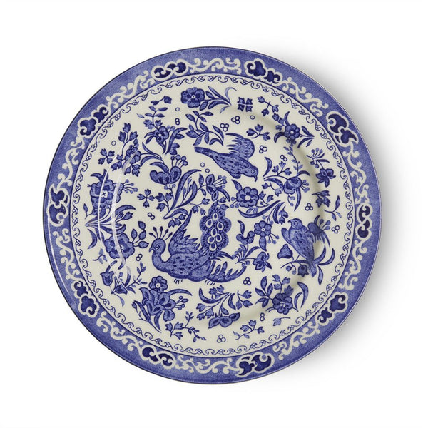 burleigh asjett tallerken plate blue regal peacock påfugl mørkeblått engelsk pottery