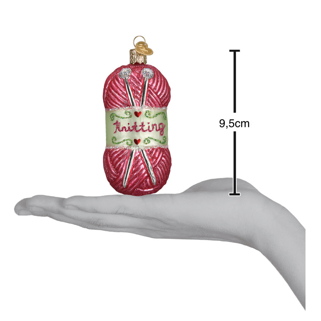 Garnnøste Strikk, Ornament Glass - 10cm